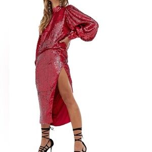 ASOS EDITION split wrap midi skirt in sequin